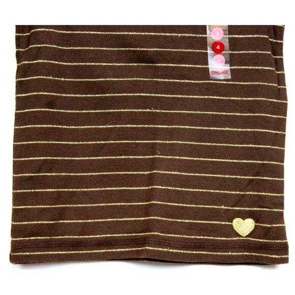 NWT 2008 Gymboree Mountain Cabin Brown T-Shirt Gold Stripe Heart Shirt sz 4 - Picture 2 of 4